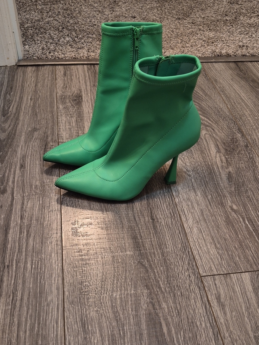 Bar III Green Pointed Toe Stiletto Ankle Boots